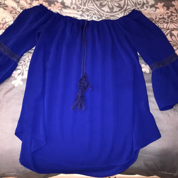 Royal blue off the shoulder top - Picture 3 of 3